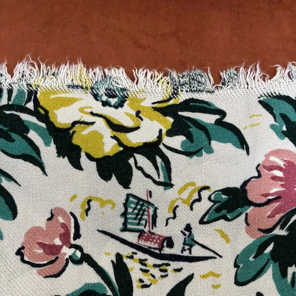 Vintage blanket/material/fabric Japanese Floral Patterned
